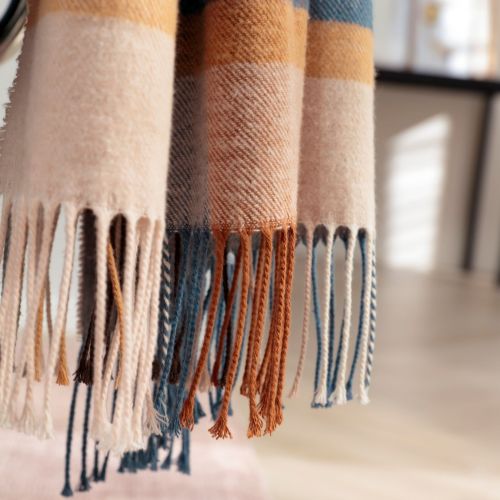 Biederlack Fransenplaid - Harmony brown