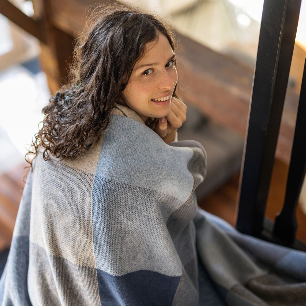 Biederlack Baumwolldecke - Blue Woven