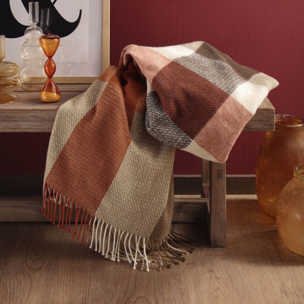 Biederlack Fransenplaid - Desire camel