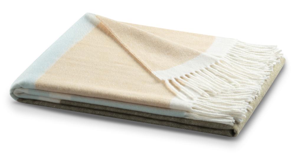 Biederlack Plaid - Blockstreifen olive