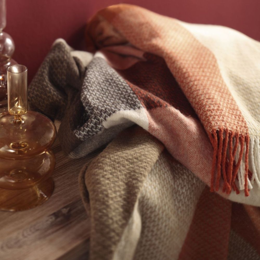 Biederlack Fransenplaid - Desire camel