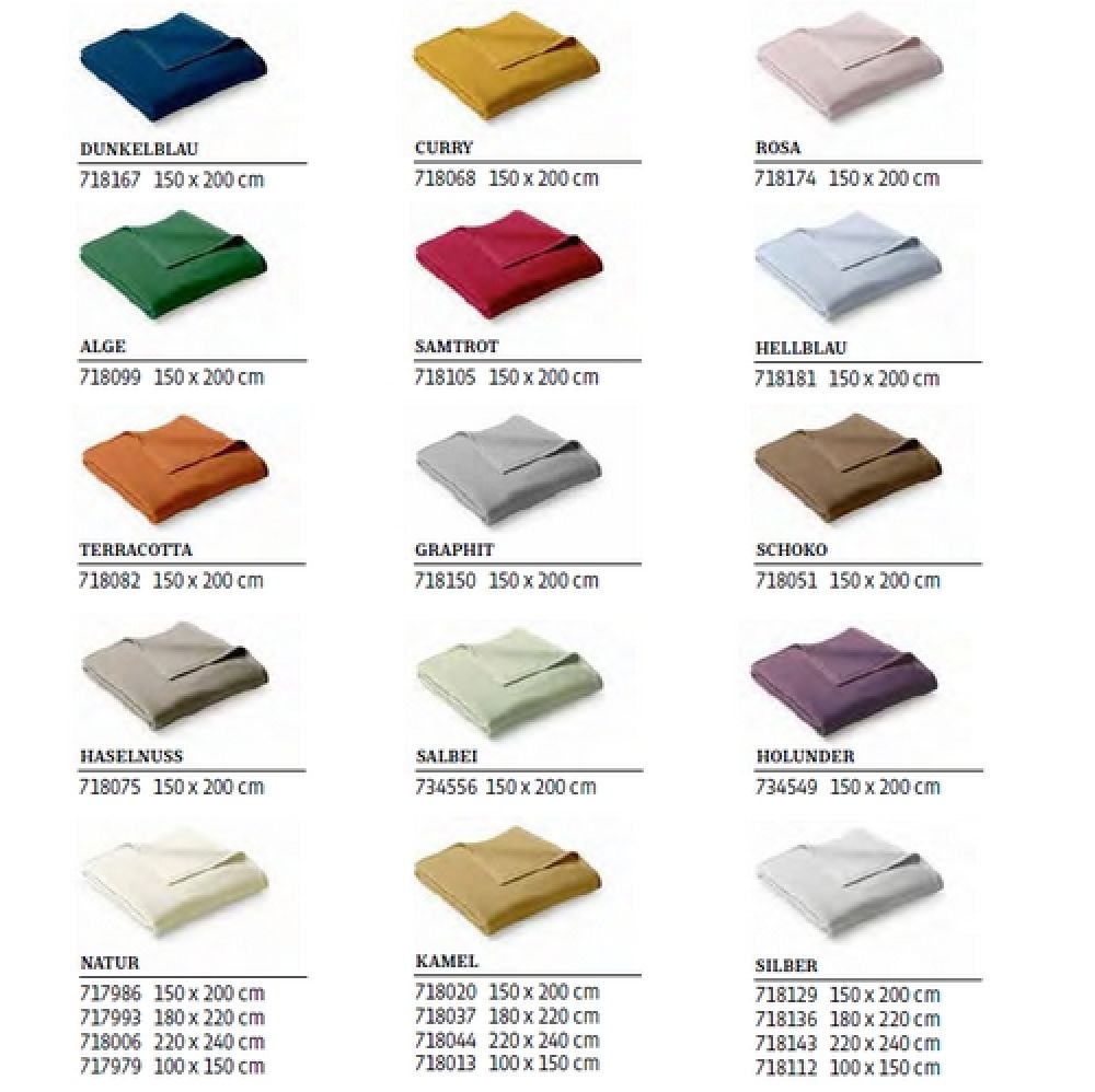 Biederlack uni blankets - 180x220 cm - 3 colours